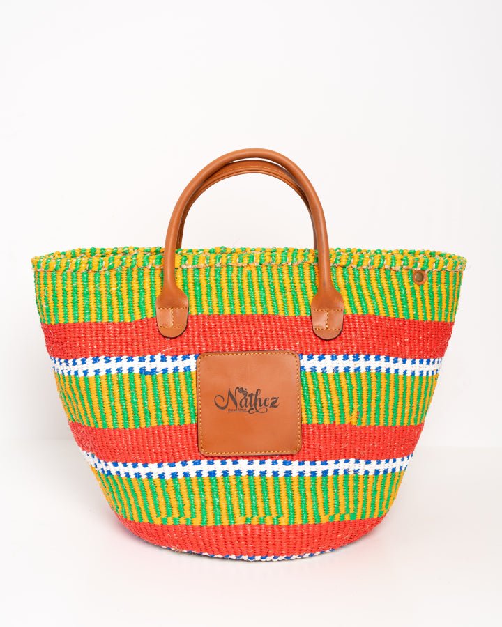 Neema handcrafted bag with strap — recycled plastic and leather sustainable African tote