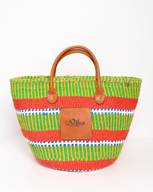 Neema handcrafted bag with strap — recycled plastic and leather sustainable African tote