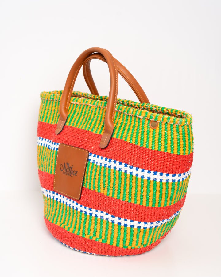 Neema handcrafted bag with strap — recycled plastic and leather sustainable African tote