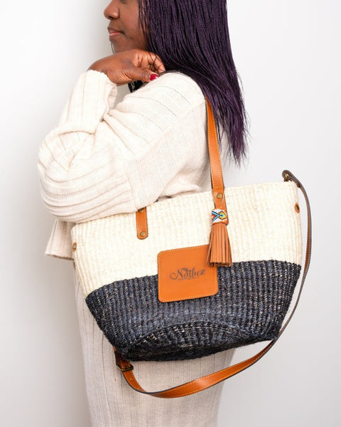 Neema Bag – Handwoven Sisal & Kenyan Leather Shoulder Bag - Nathez out of Africa