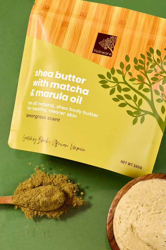 Nokware shea butter with matcha and marula oil — natural African skincare for all skin types