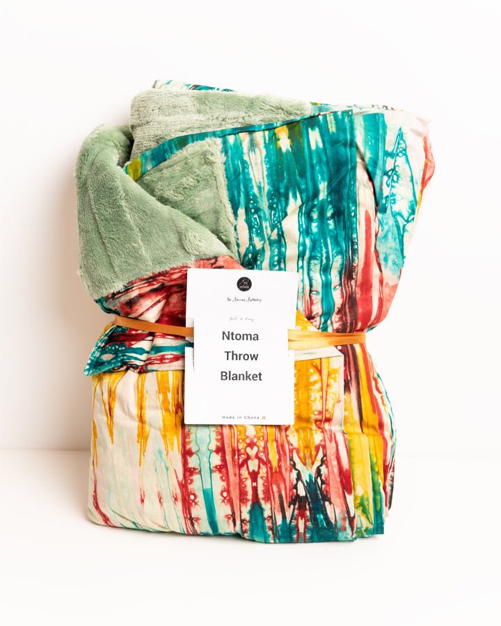 Ntoma African cloth throw blanket — vibrant African print textile for home decor