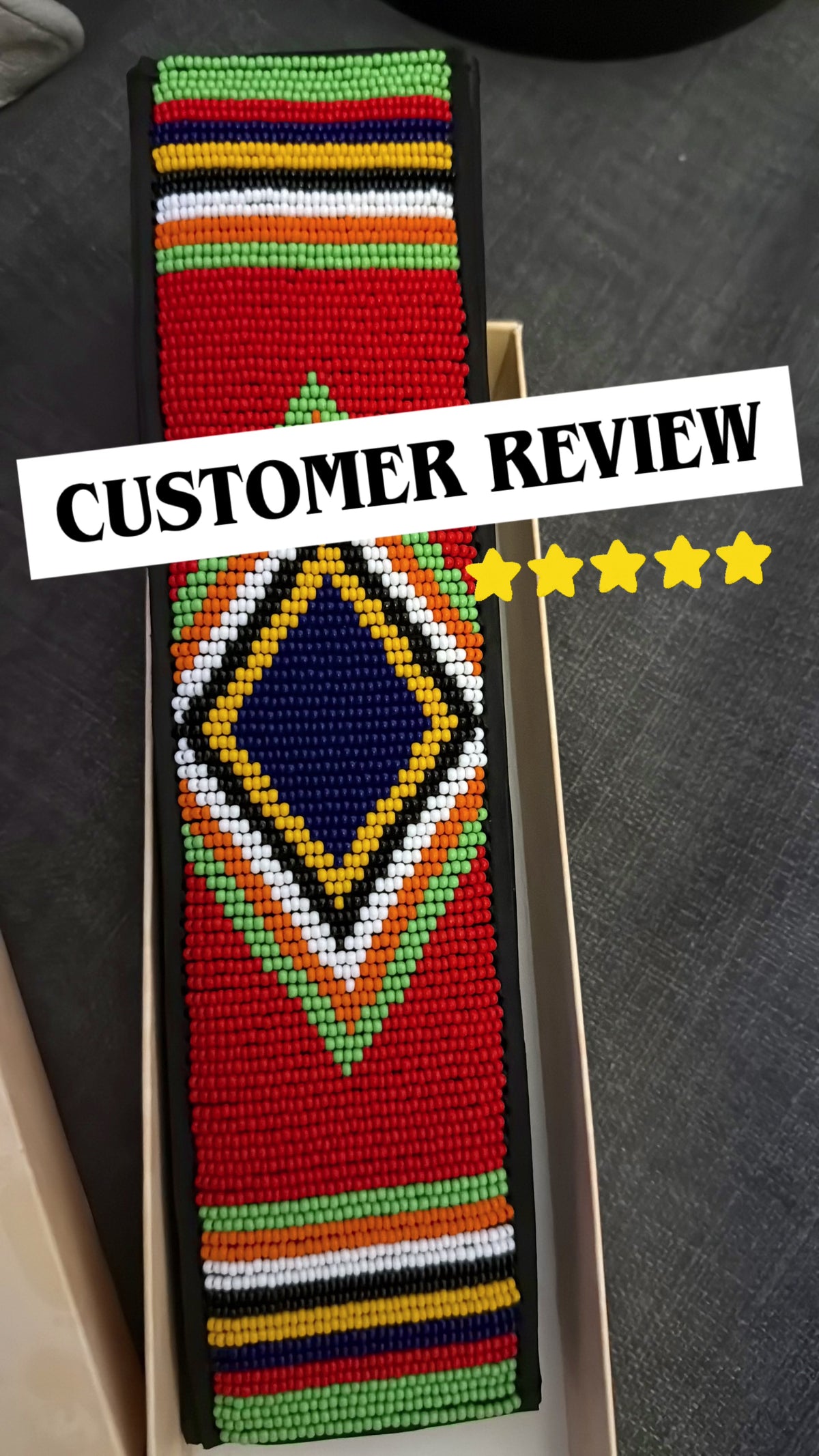 Nathez Hand-Beaded Seat Belt Cover – Authentic African Maasai Beadwork with Leather Backing