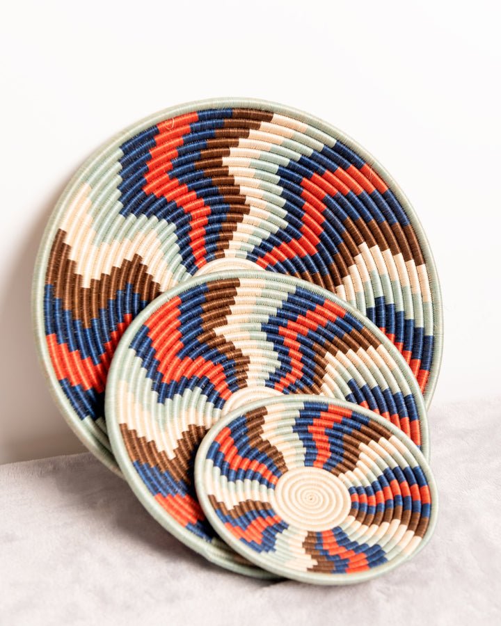 Rwanda hand-woven African basket set of 3 — fair trade artisan home decor from Rwanda