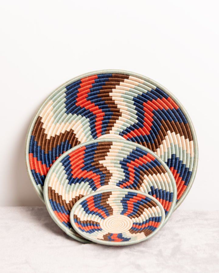 Rwanda hand-woven African basket set of 3 — fair trade artisan home decor from Rwanda