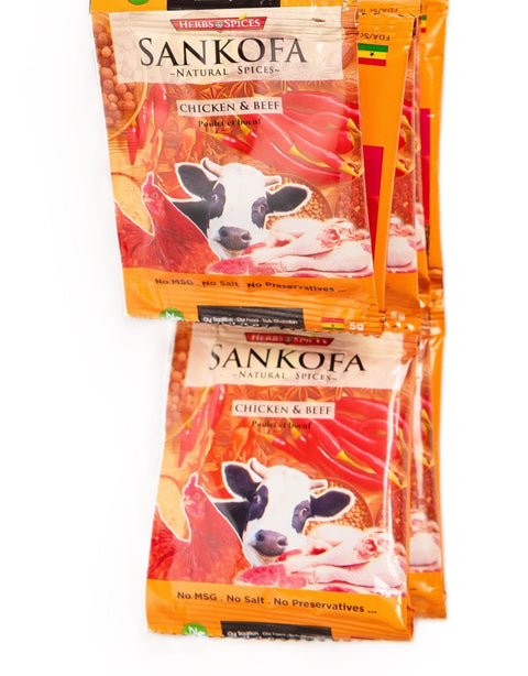 Sankofa Chicken & Beef Seasoning 5g (Strip of 12 Sachets 5g each) HALAL - Nathez out of Africa