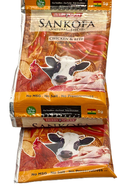 Sankofa Chicken & Beef Seasoning 5g (Strip of 12 Sachets 5g each) HALAL - Nathez out of Africa