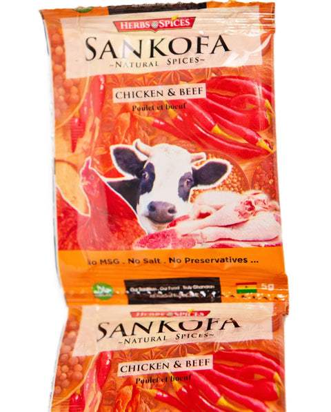 Sankofa Chicken & Beef Seasoning 5g (Strip of 12 Sachets 5g each) HALAL - Nathez out of Africa