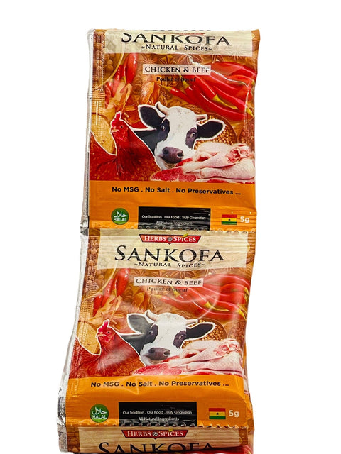 Sankofa Chicken & Beef Seasoning 5g (Strip of 12 Sachets 5g each) HALAL - Nathez out of Africa