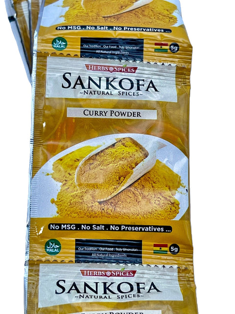 Sankofa Curry Powder 5g (Strip of 12 Sachets 5g each) HALAL - Nathez out of Africa