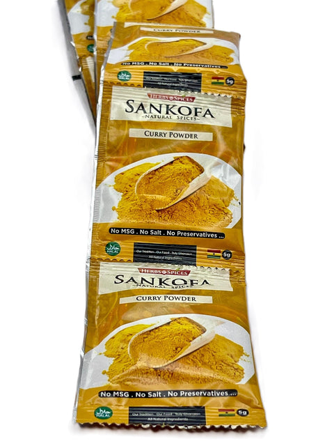 Sankofa Curry Powder 5g (Strip of 12 Sachets 5g each) HALAL - Nathez out of Africa