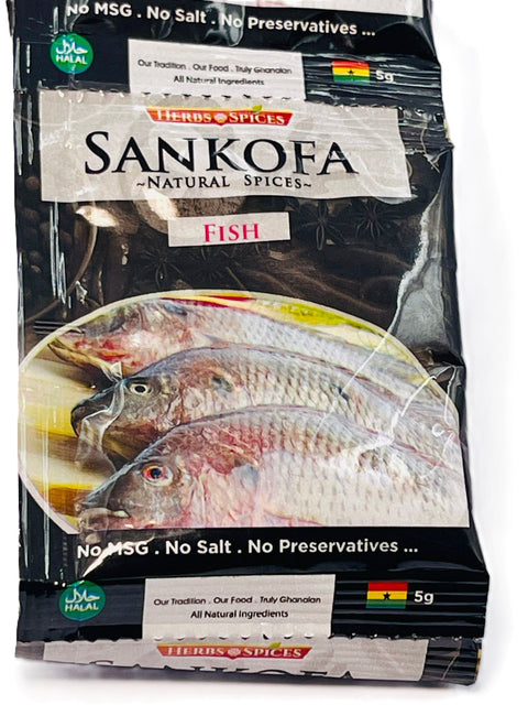 Sankofa Fish Seasoning 5g (Strip of 12 Sachets 5g each) HALAL - Nathez out of Africa