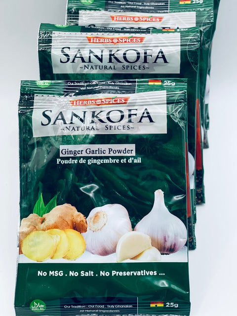 Sankofa Garlic & Ginger Seasoning (Strip of 10 Sachets 25g each) - Nathez out of Africa