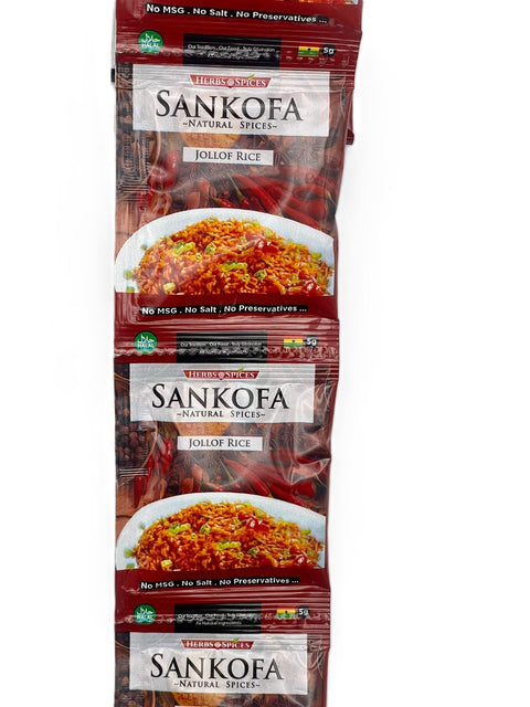 Sankofa Jollof Seasoning 25g (Strip of 10 Sachets 25g each) HALAL - Nathez out of Africa