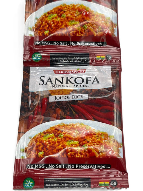 Sankofa Jollof Seasoning 25g (Strip of 10 Sachets 25g each) HALAL - Nathez out of Africa