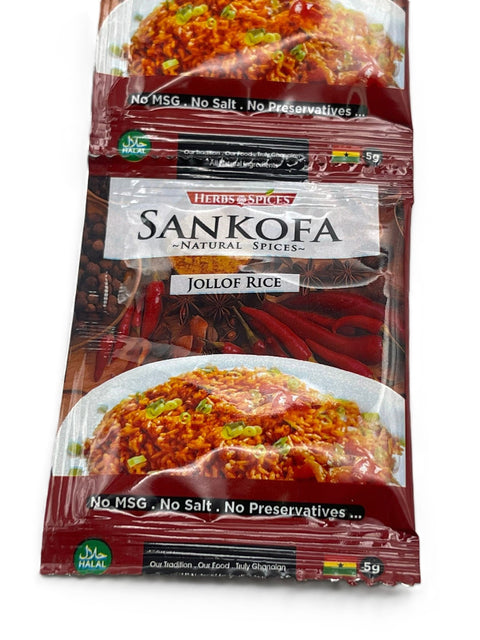 Sankofa Jollof Seasoning 25g (Strip of 10 Sachets 25g each) HALAL - Nathez out of Africa