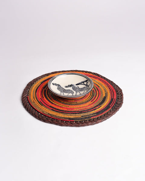Set of 4 Hand-beaded Leather back Table-mat - Nathez out of Africa