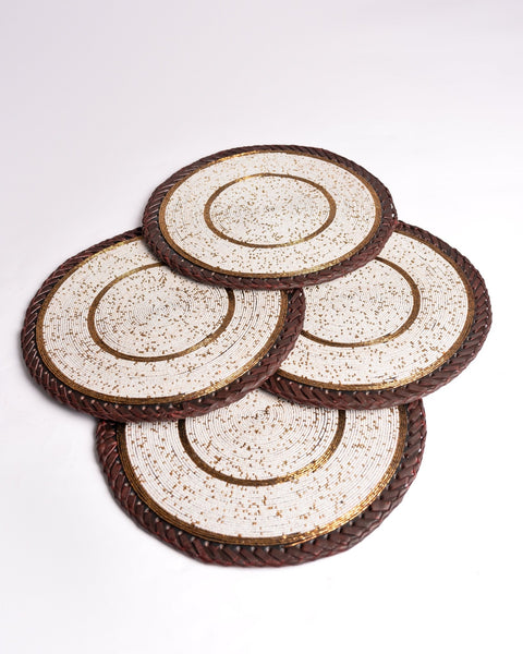 Set of 4 Hand-Beaded Leather Back Table-mat - Nathez out of Africa