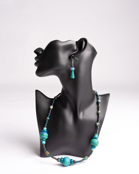 Teiko Bead Necklace & Earing (456) - Nathez out of Africa