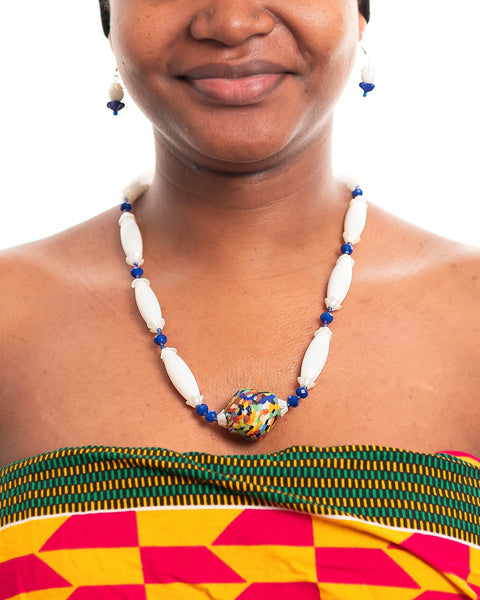 Teiko Bead Necklace & Earring Set (459) - Nathez out of Africa