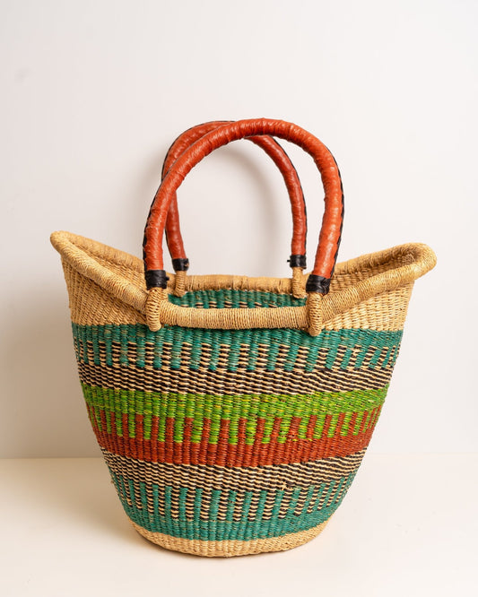 Yayra hand-woven Bolga basket — colourful ethical African artisan basket, ethically made Ghana