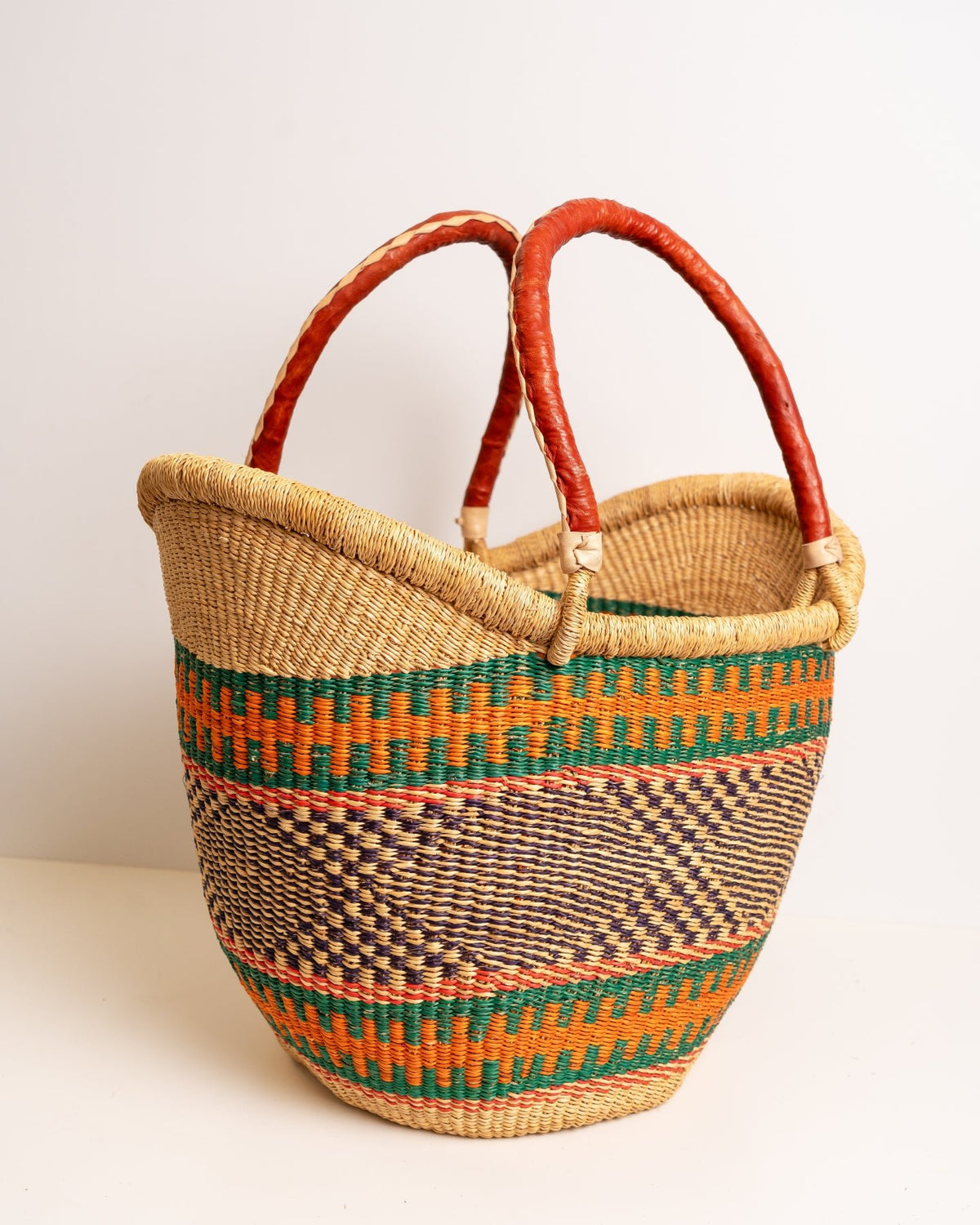 Yayra hand-woven Bolga basket — colourful ethical African artisan basket, ethically made Ghana