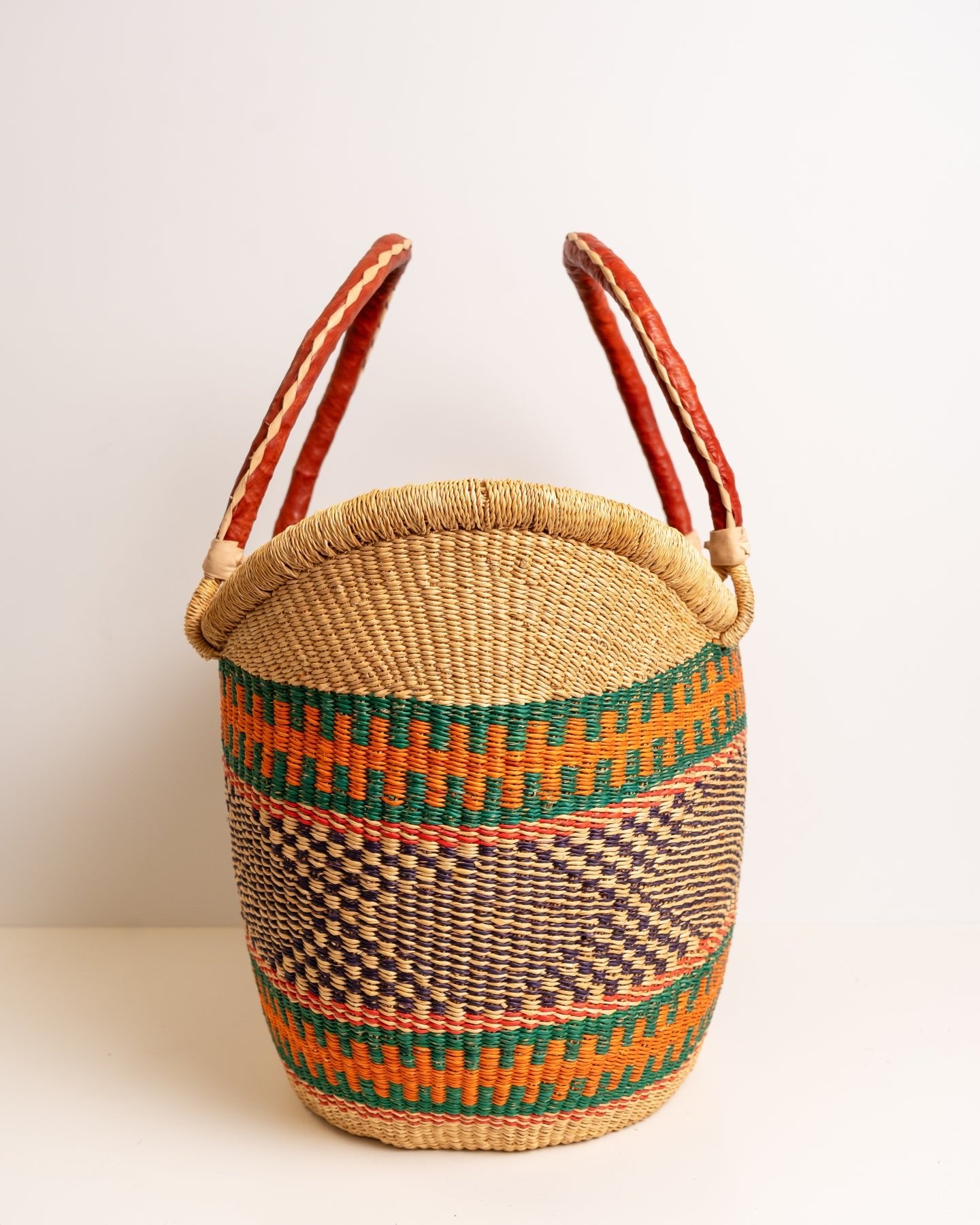 Yayra hand-woven Bolga basket — colourful ethical African artisan basket, ethically made Ghana