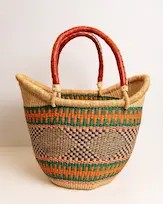 Yayra hand-woven Bolga basket — colourful ethical African artisan basket, ethically made Ghana