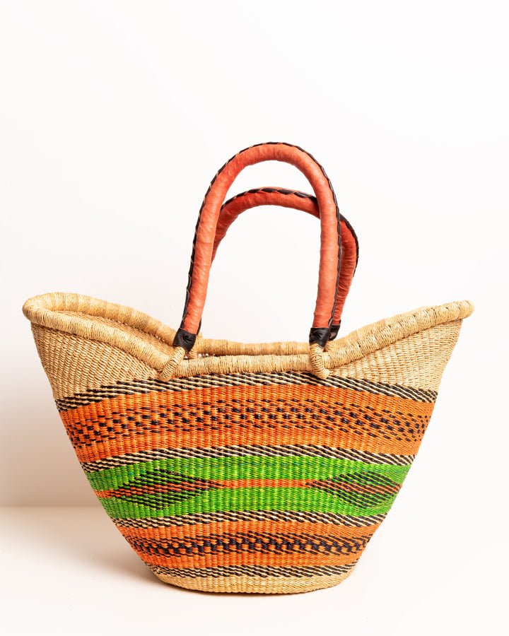Yayra hand-woven Bolga basket — colourful ethical African artisan basket, ethically made Ghana