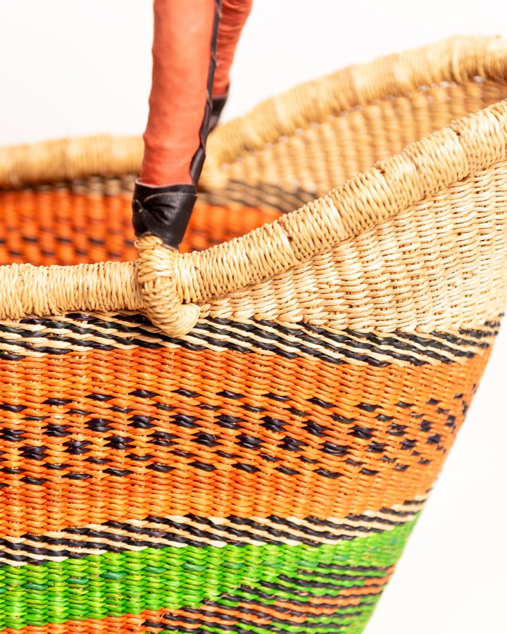 Yayra hand-woven Bolga basket — colourful ethical African artisan basket, ethically made Ghana