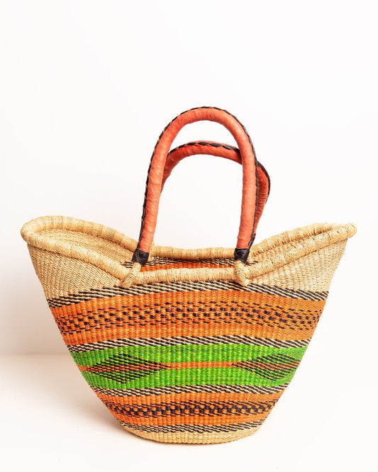 Yayra hand-woven Bolga basket — colourful ethical African artisan basket, ethically made Ghana