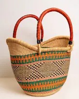 Yayra hand-woven Bolga basket — colourful ethical African artisan basket, ethically made Ghana