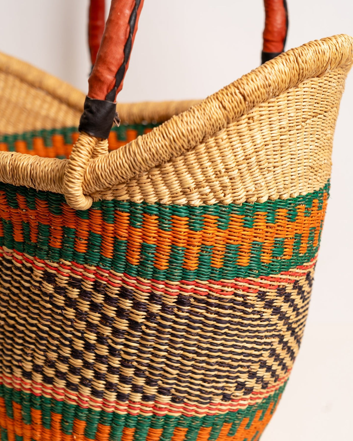 Yayra hand-woven Bolga basket — colourful ethical African artisan basket, ethically made Ghana