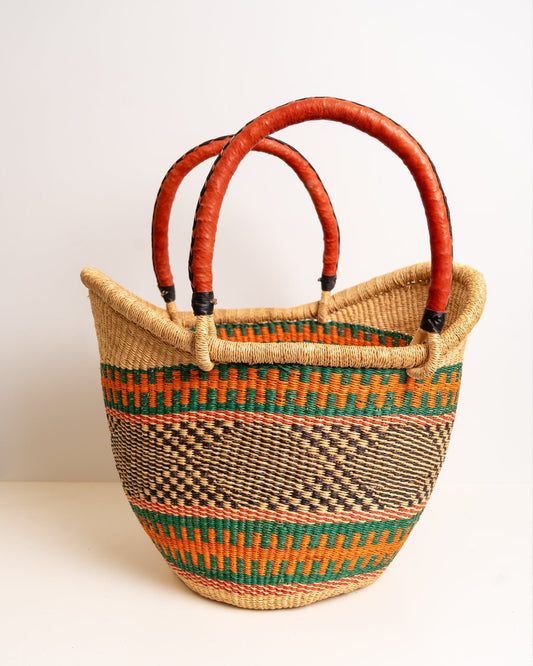 Yayra hand-woven Bolga basket — colourful ethical African artisan basket, ethically made Ghana