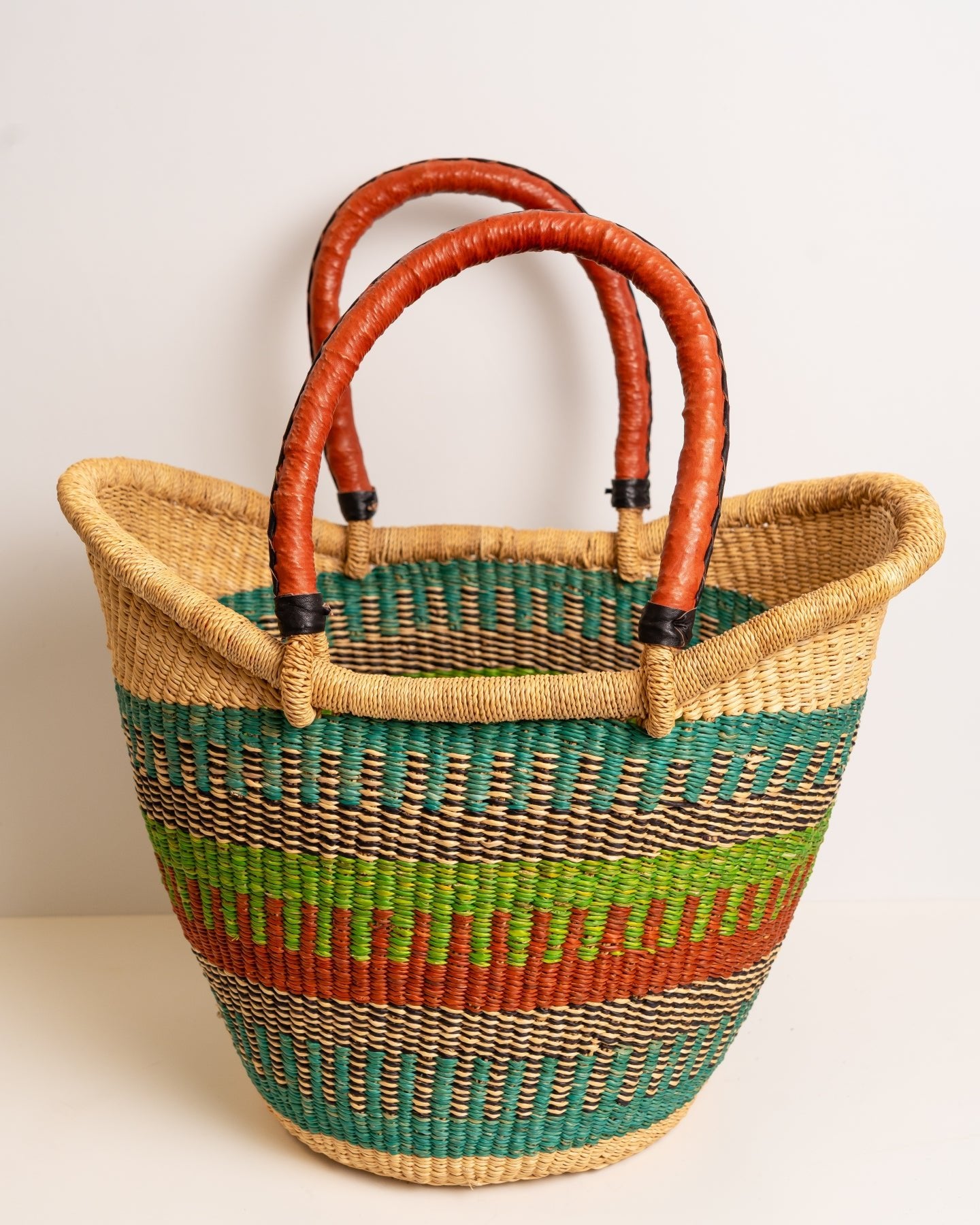 Yayra hand-woven Bolga basket — colourful ethical African artisan basket, ethically made Ghana