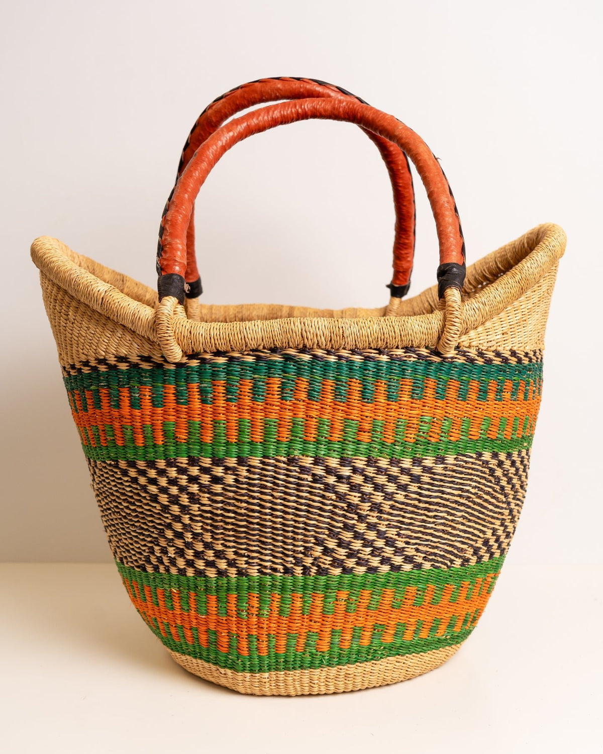 Yayra hand-woven Bolga basket — colourful ethical African artisan basket, ethically made Ghana